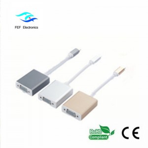 Convertidor USB 3.1 Tipo-C macho a VGA hembra Código: FEF-USBIC-002