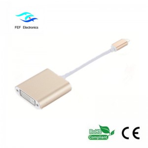 Convertidor USB TYPE-C a DVI hembra ABS carcasa Código: FEF-USBIC-003
