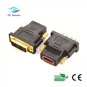 Adaptador DVI (18 + 1) macho a HDMI hembra dorado / niquelado Código: FEF-HD-002