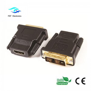Adaptador DVI (24 + 1) macho a HDMI hembra dorado / niquelado Código: FEF-HD-003